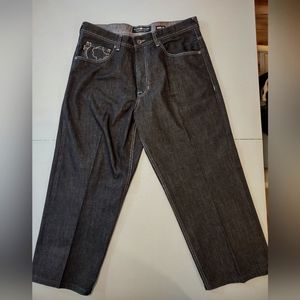 Vtg Ecko Unltd Mens Baggy Fit Jeans 90s Hip Hop Embroidered Rhino 38x26 New